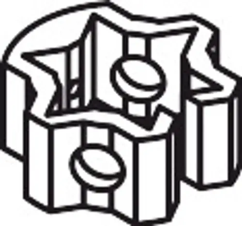 Axialring von Hansgrohe, bestehend aus zwei parallel angeordneten Teilen mit kreisförmigen Öffnungen, in schmaler, sternförmiger Form.